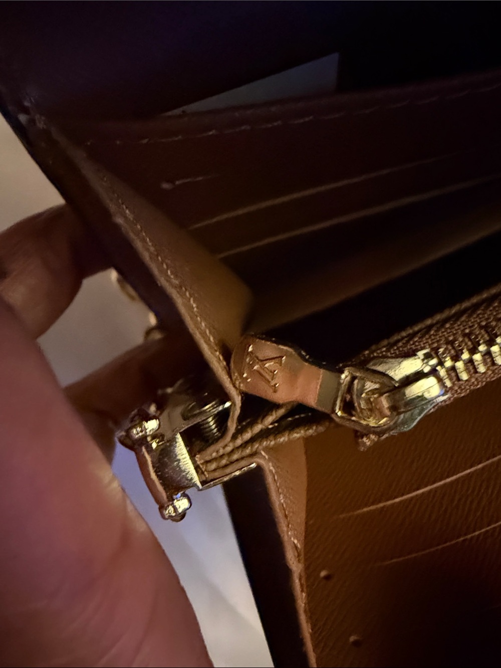 Brown Monogram Crossbody with Gold Chain - Picture 5 of 14